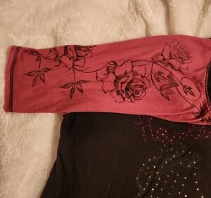 Harley-Davidson Rose Pink and Black Floral Tee